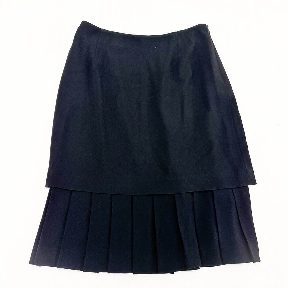 Carlisle Pleated Hem Detailed Black Pencil Skirt Fully Lined Size 8